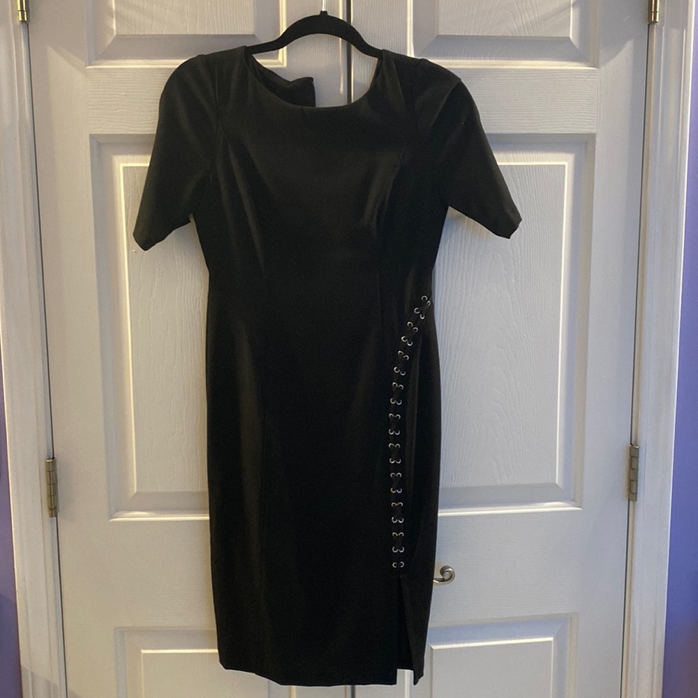 WHBM black fitted dress work to cocktail